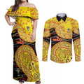 Richmond Tigers NAIDOC Week 2026 Couples Matching Off Shoulder Maxi Dress and Long Sleeve Button Shirt Australian Aboriginal Dot Art Dreamtime Pattern Style