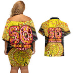 Richmond Tigers NAIDOC Week 2026 Couples Matching Off Shoulder Short Dress and Hawaiian Shirt Australian Aboriginal Dot Art Dreamtime Pattern Style