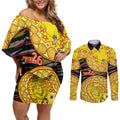Richmond Tigers NAIDOC Week 2026 Couples Matching Off Shoulder Short Dress and Long Sleeve Button Shirt Australian Aboriginal Dot Art Dreamtime Pattern Style