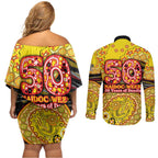 Richmond Tigers NAIDOC Week 2026 Couples Matching Off Shoulder Short Dress and Long Sleeve Button Shirt Australian Aboriginal Dot Art Dreamtime Pattern Style
