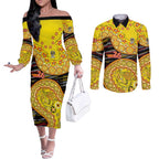 Richmond Tigers NAIDOC Week 2026 Couples Matching Off The Shoulder Long Sleeve Dress and Long Sleeve Button Shirt Australian Aboriginal Dot Art Dreamtime Pattern Style