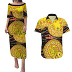 Richmond Tigers NAIDOC Week 2026 Couples Matching Puletasi and Hawaiian Shirt Australian Aboriginal Dot Art Dreamtime Pattern Style