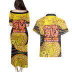 Richmond Tigers NAIDOC Week 2026 Couples Matching Puletasi and Hawaiian Shirt Australian Aboriginal Dot Art Dreamtime Pattern Style