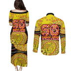 Richmond Tigers NAIDOC Week 2026 Couples Matching Puletasi and Long Sleeve Button Shirt Australian Aboriginal Dot Art Dreamtime Pattern Style
