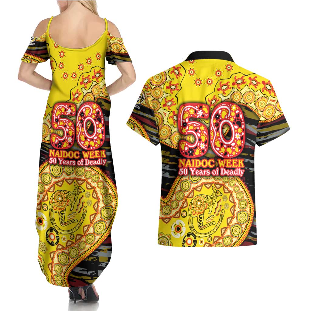 Richmond Tigers NAIDOC Week 2026 Couples Matching Summer Maxi Dress and Hawaiian Shirt Australian Aboriginal Dot Art Dreamtime Pattern Style