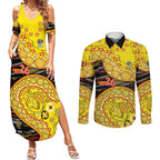 Richmond Tigers NAIDOC Week 2026 Couples Matching Summer Maxi Dress and Long Sleeve Button Shirt Australian Aboriginal Dot Art Dreamtime Pattern Style
