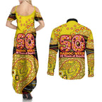 Richmond Tigers NAIDOC Week 2026 Couples Matching Summer Maxi Dress and Long Sleeve Button Shirt Australian Aboriginal Dot Art Dreamtime Pattern Style