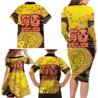 Richmond Tigers NAIDOC Week 2026 Family Matching Long Sleeve Bodycon Dress and Hawaiian Shirt Australian Aboriginal Dot Art Dreamtime Pattern Style