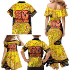 Richmond Tigers NAIDOC Week 2026 Family Matching Mermaid Dress and Hawaiian Shirt Australian Aboriginal Dot Art Dreamtime Pattern Style