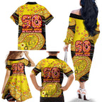 Richmond Tigers NAIDOC Week 2026 Family Matching Off The Shoulder Long Sleeve Dress and Hawaiian Shirt Australian Aboriginal Dot Art Dreamtime Pattern Style