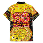 Richmond Tigers NAIDOC Week 2026 Family Matching Off The Shoulder Long Sleeve Dress and Hawaiian Shirt Australian Aboriginal Dot Art Dreamtime Pattern Style