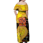 Richmond Tigers NAIDOC Week 2026 Family Matching Off Shoulder Maxi Dress and Hawaiian Shirt Australian Aboriginal Dot Art Dreamtime Pattern Style