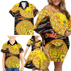Richmond Tigers NAIDOC Week 2026 Family Matching Off Shoulder Short Dress and Hawaiian Shirt Australian Aboriginal Dot Art Dreamtime Pattern Style