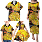 Richmond Tigers NAIDOC Week 2026 Family Matching Puletasi and Hawaiian Shirt Australian Aboriginal Dot Art Dreamtime Pattern Style