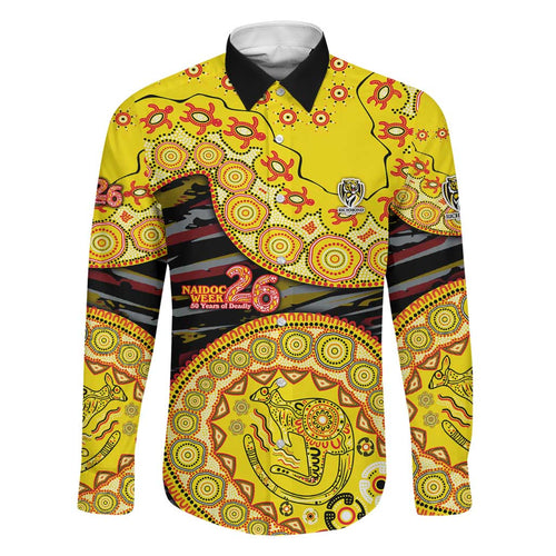 Richmond Tigers NAIDOC Week 2026 Family Matching Puletasi and Hawaiian Shirt Australian Aboriginal Dot Art Dreamtime Pattern Style