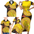 Richmond Tigers NAIDOC Week 2026 Family Matching Short Sleeve Bodycon Dress and Hawaiian Shirt Australian Aboriginal Dot Art Dreamtime Pattern Style