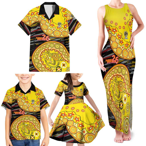 Richmond Tigers NAIDOC Week 2026 Family Matching Tank Maxi Dress and Hawaiian Shirt Australian Aboriginal Dot Art Dreamtime Pattern Style