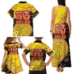 Richmond Tigers NAIDOC Week 2026 Family Matching Tank Maxi Dress and Hawaiian Shirt Australian Aboriginal Dot Art Dreamtime Pattern Style