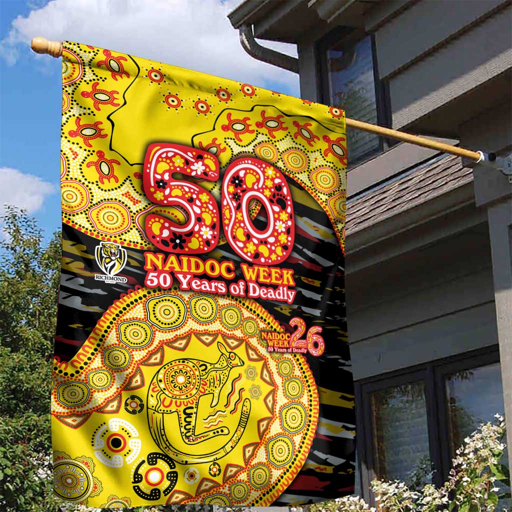 Richmond Tigers NAIDOC Week 2026 Garden Flag Australian Aboriginal Dot Art Dreamtime Pattern Style