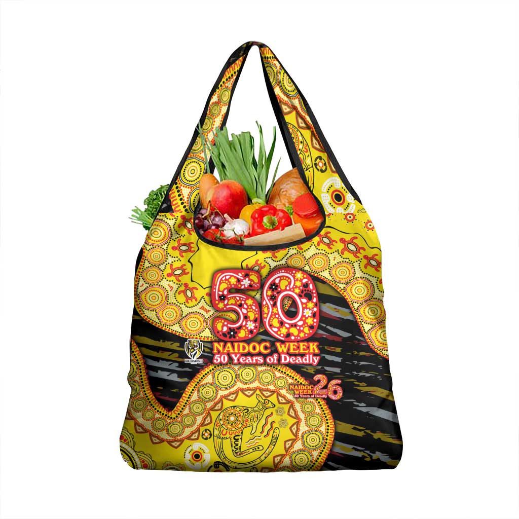 Richmond Tigers NAIDOC Week 2026 Grocery Bag Australian Aboriginal Dot Art Dreamtime Pattern Style