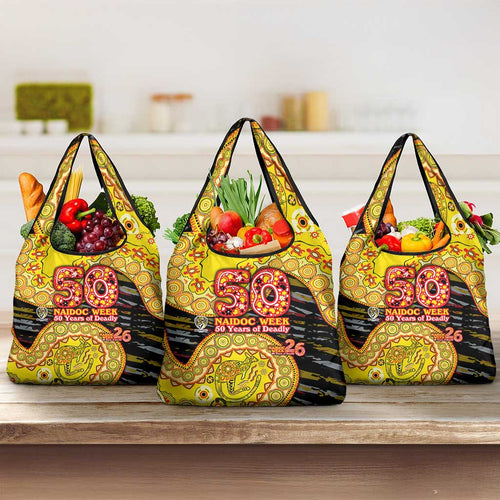 Richmond Tigers NAIDOC Week 2026 Grocery Bag Australian Aboriginal Dot Art Dreamtime Pattern Style