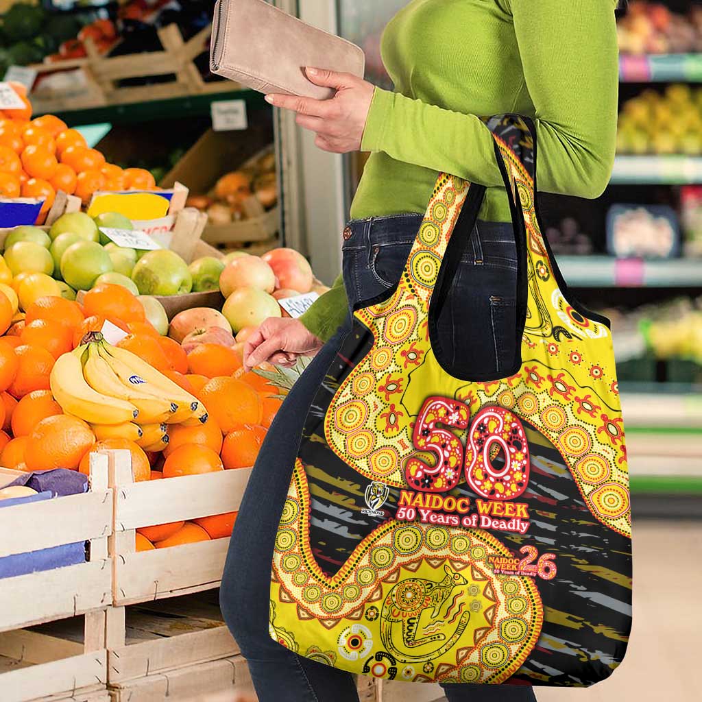 Richmond Tigers NAIDOC Week 2026 Grocery Bag Australian Aboriginal Dot Art Dreamtime Pattern Style