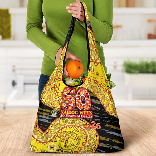 Richmond Tigers NAIDOC Week 2026 Grocery Bag Australian Aboriginal Dot Art Dreamtime Pattern Style