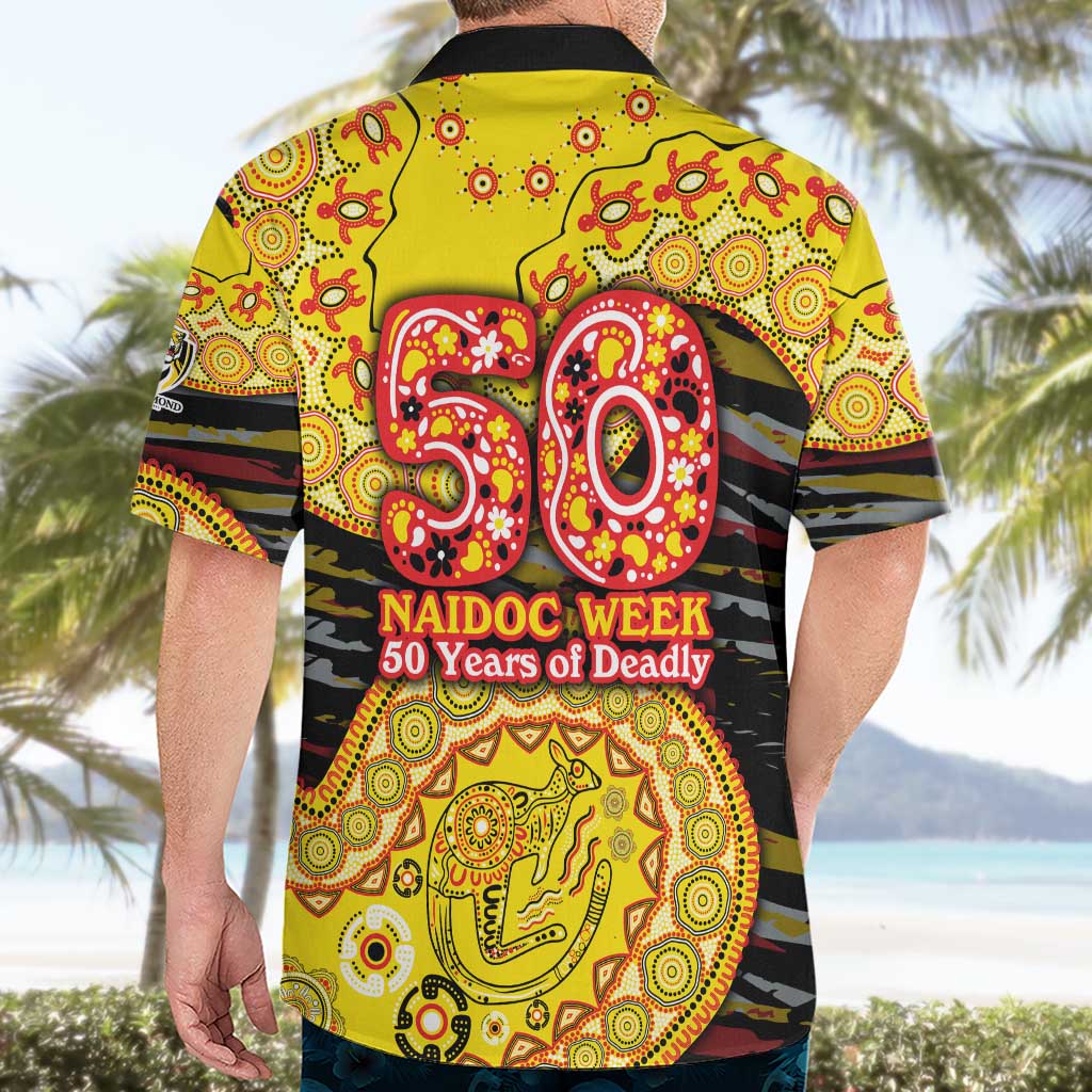 Richmond Tigers NAIDOC Week 2026 Hawaiian Shirt Australian Aboriginal Dot Art Dreamtime Pattern Style