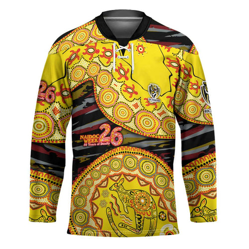 Richmond Tigers NAIDOC Week 2026 Hockey Jersey Australian Aboriginal Dot Art Dreamtime Pattern Style