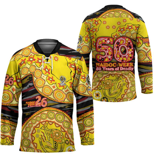 Richmond Tigers NAIDOC Week 2026 Hockey Jersey Australian Aboriginal Dot Art Dreamtime Pattern Style