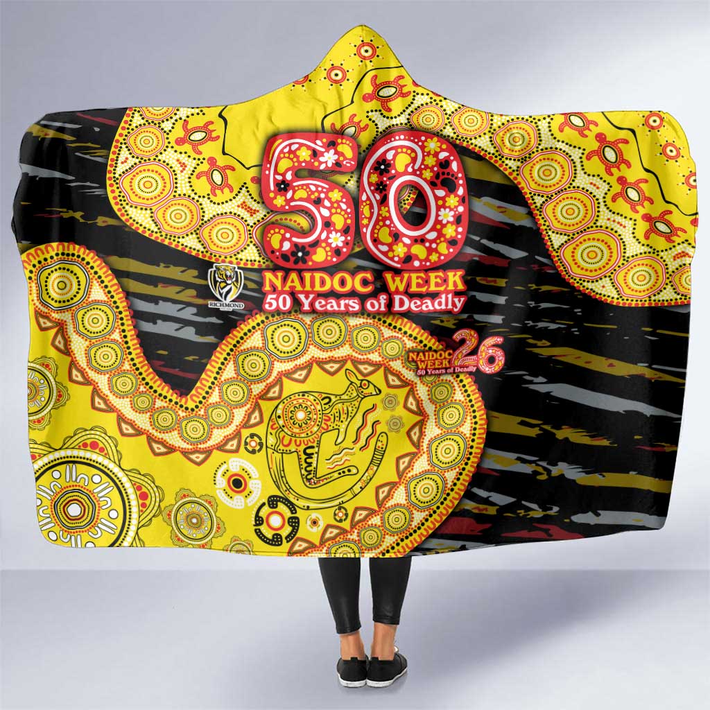 Richmond Tigers NAIDOC Week 2026 Hooded Blanket Australian Aboriginal Dot Art Dreamtime Pattern Style