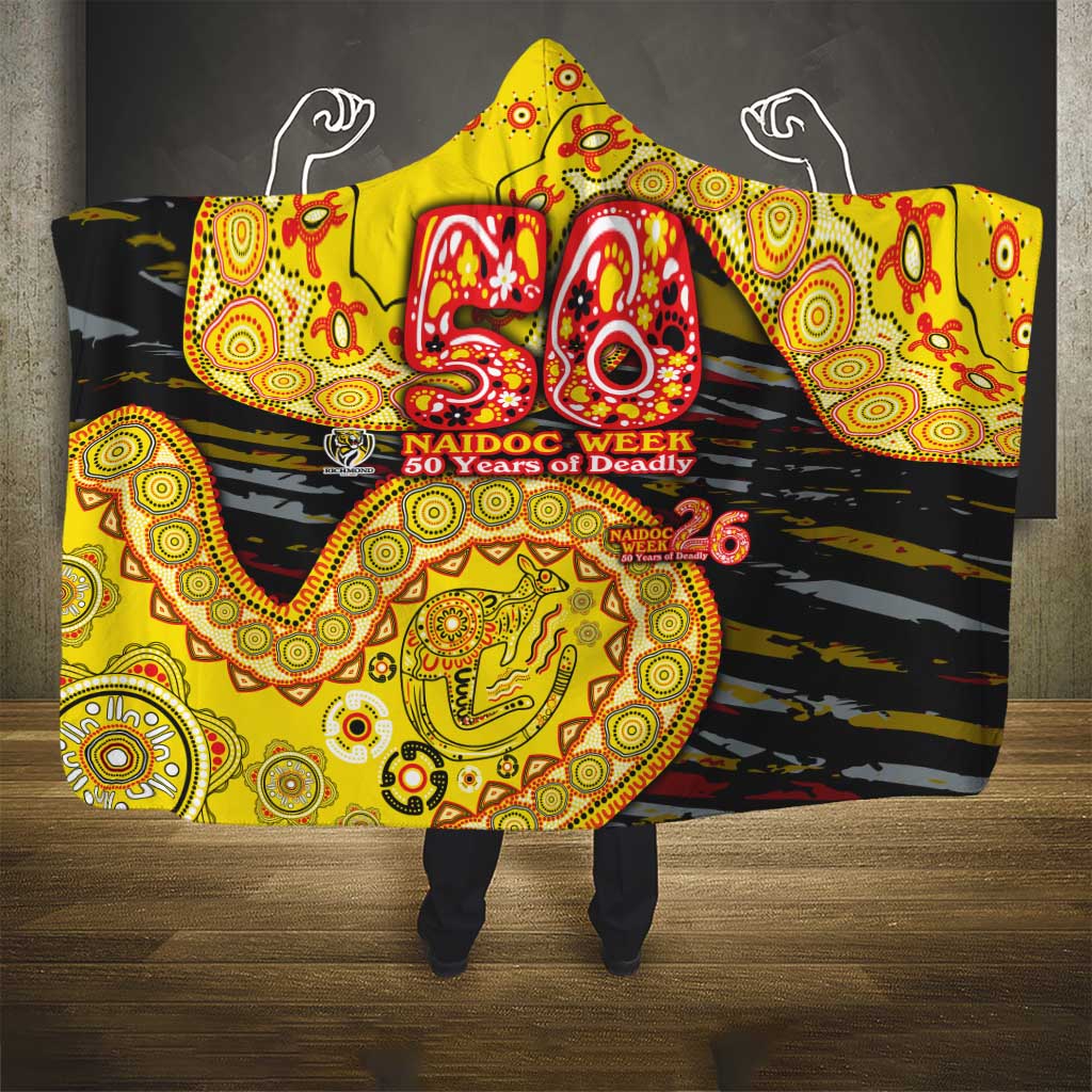 Richmond Tigers NAIDOC Week 2026 Hooded Blanket Australian Aboriginal Dot Art Dreamtime Pattern Style
