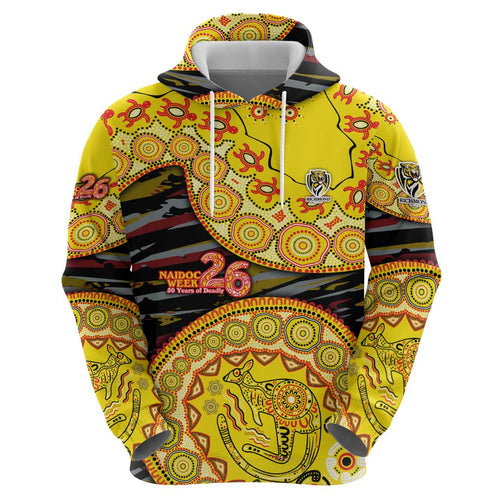 Richmond Tigers NAIDOC Week 2026 Hoodie Australian Aboriginal Dot Art Dreamtime Pattern Style