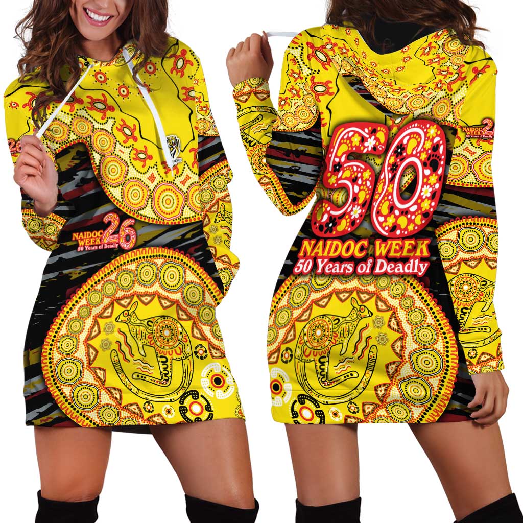 Richmond Tigers NAIDOC Week 2026 Hoodie Dress Australian Aboriginal Dot Art Dreamtime Pattern Style
