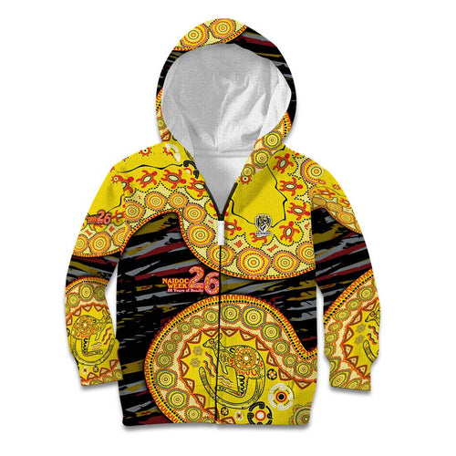 Richmond Tigers NAIDOC Week 2026 Kid Hoodie Australian Aboriginal Dot Art Dreamtime Pattern Style