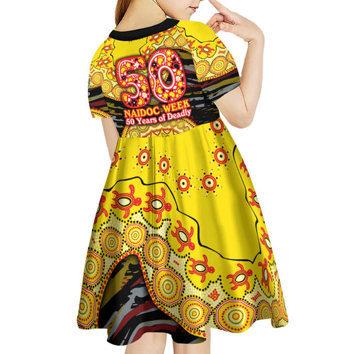 Richmond Tigers NAIDOC Week 2026 Kid Short Sleeve Dress Australian Aboriginal Dot Art Dreamtime Pattern Style