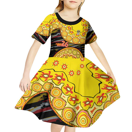 Richmond Tigers NAIDOC Week 2026 Kid Short Sleeve Dress Australian Aboriginal Dot Art Dreamtime Pattern Style