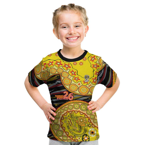 Richmond Tigers NAIDOC Week 2026 Kid T Shirt Australian Aboriginal Dot Art Dreamtime Pattern Style