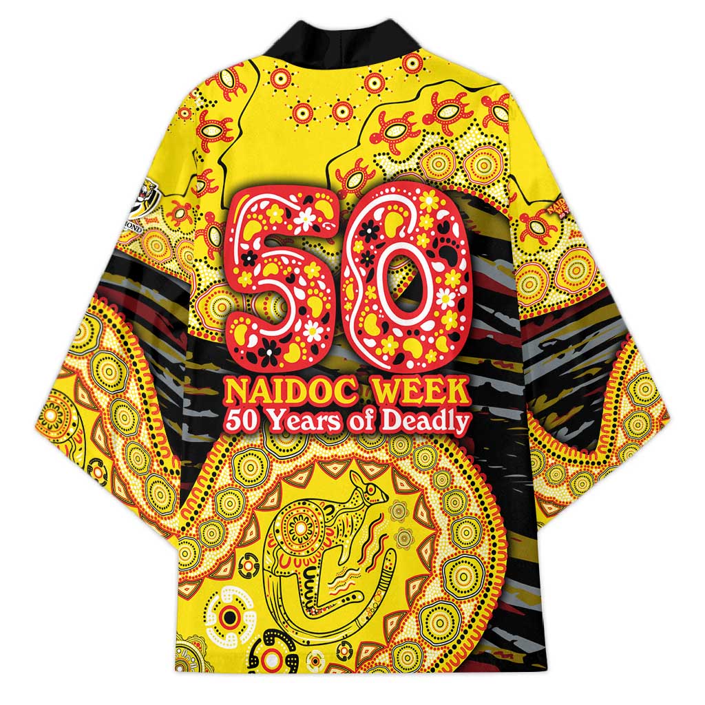 Richmond Tigers NAIDOC Week 2026 Kimono Australian Aboriginal Dot Art Dreamtime Pattern Style