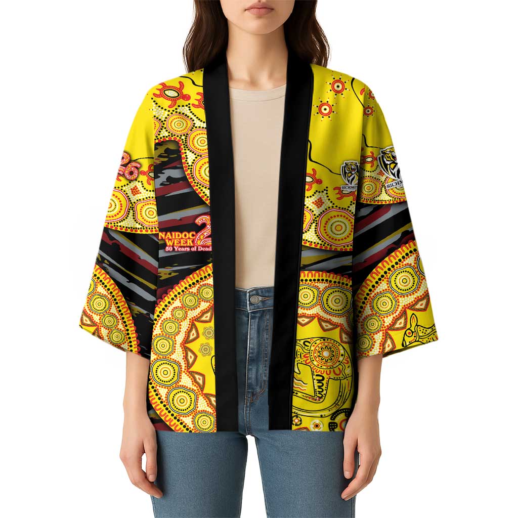 Richmond Tigers NAIDOC Week 2026 Kimono Australian Aboriginal Dot Art Dreamtime Pattern Style