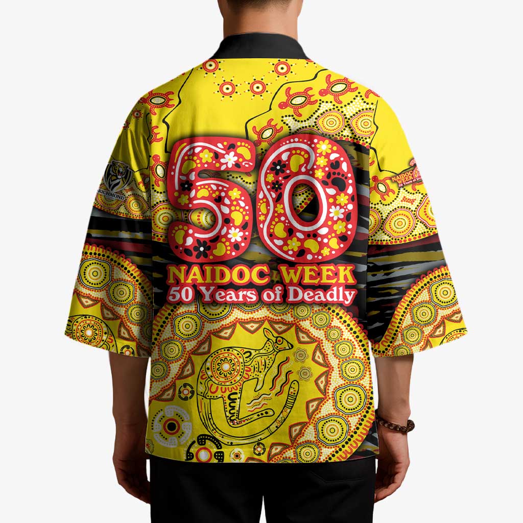 Richmond Tigers NAIDOC Week 2026 Kimono Australian Aboriginal Dot Art Dreamtime Pattern Style