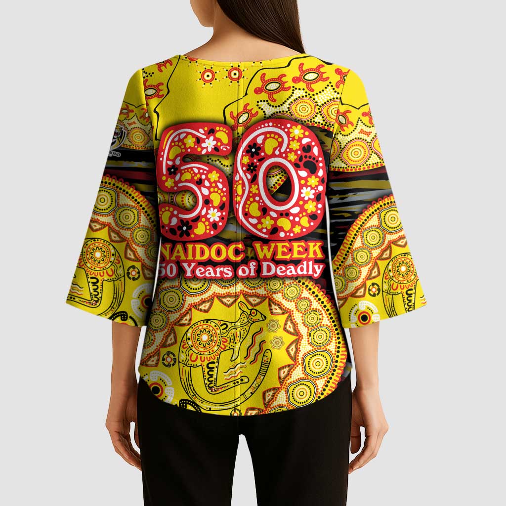 Richmond Tigers NAIDOC Week 2026 Kimono Sleeve Blouse Australian Aboriginal Dot Art Dreamtime Pattern Style