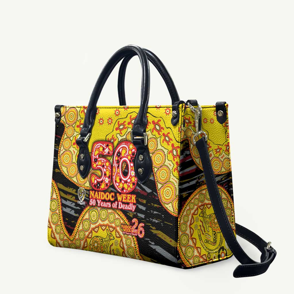 Richmond Tigers NAIDOC Week 2026 Leather Bag Australian Aboriginal Dot Art Dreamtime Pattern Style