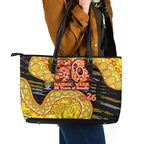 Richmond Tigers NAIDOC Week 2026 Leather Tote Bag Australian Aboriginal Dot Art Dreamtime Pattern Style