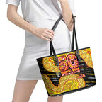 Richmond Tigers NAIDOC Week 2026 Leather Tote Bag Australian Aboriginal Dot Art Dreamtime Pattern Style