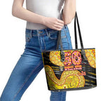 Richmond Tigers NAIDOC Week 2026 Leather Tote Bag Australian Aboriginal Dot Art Dreamtime Pattern Style