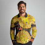 Richmond Tigers NAIDOC Week 2026 Long Sleeve Polo Shirt Australian Aboriginal Dot Art Dreamtime Pattern Style