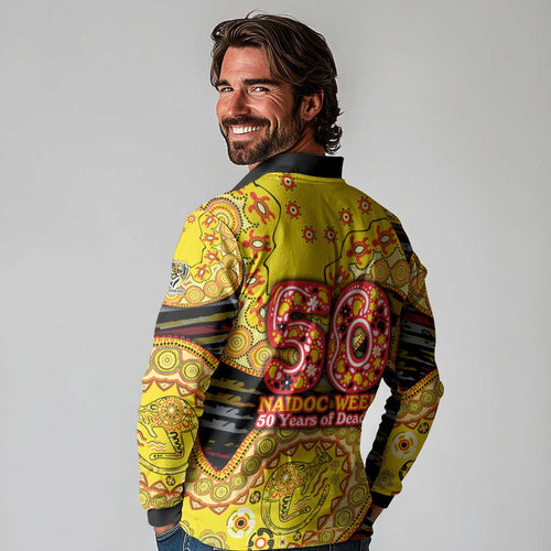 Richmond Tigers NAIDOC Week 2026 Long Sleeve Polo Shirt Australian Aboriginal Dot Art Dreamtime Pattern Style