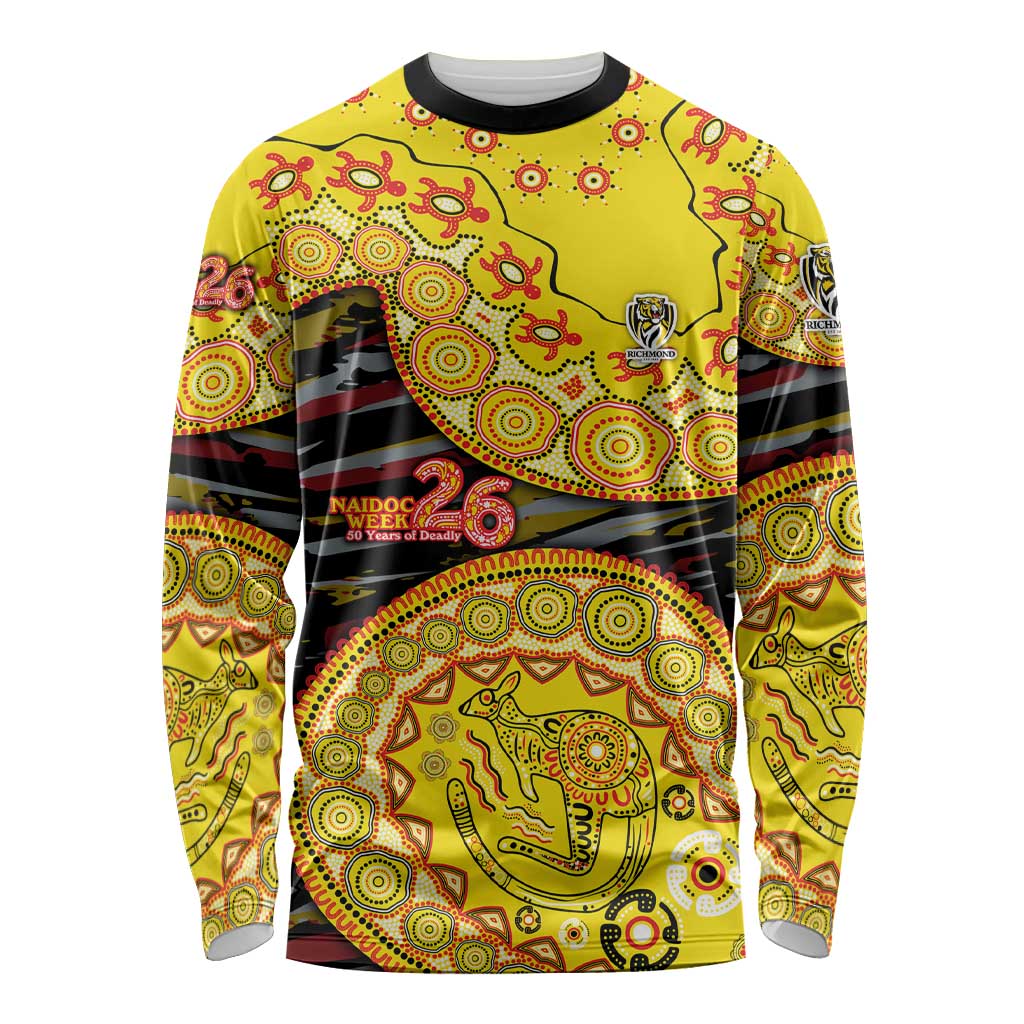 Richmond Tigers NAIDOC Week 2026 Long Sleeve Shirt Australian Aboriginal Dot Art Dreamtime Pattern Style