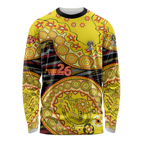 Richmond Tigers NAIDOC Week 2026 Long Sleeve Shirt Australian Aboriginal Dot Art Dreamtime Pattern Style